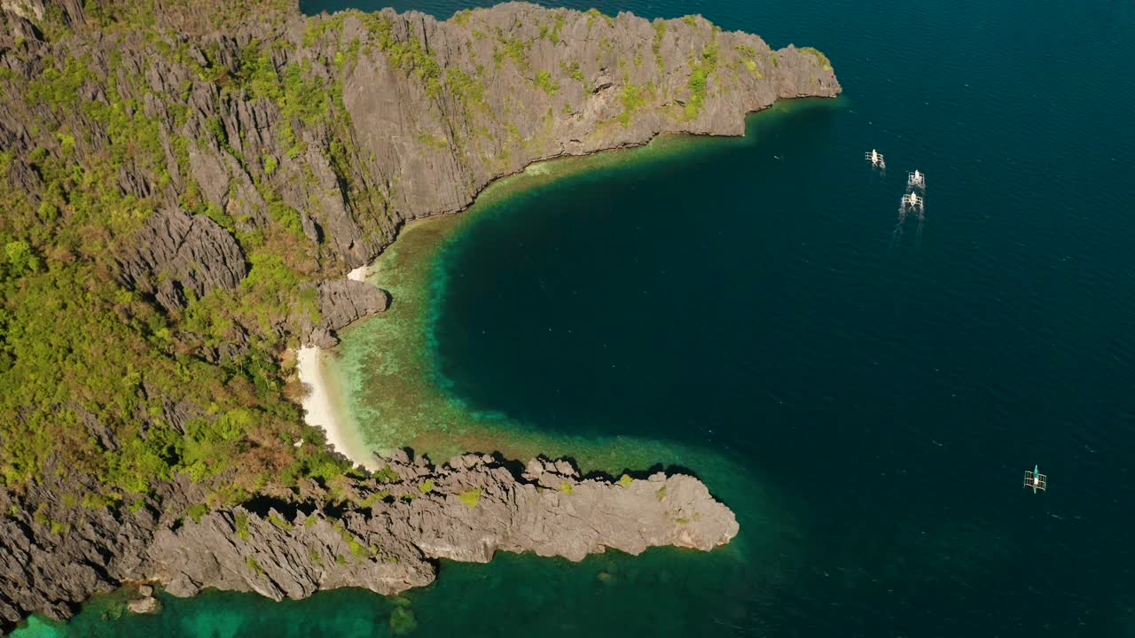 热带海水泻湖和海滩，菲律宾，埃尔尼多。视频素材