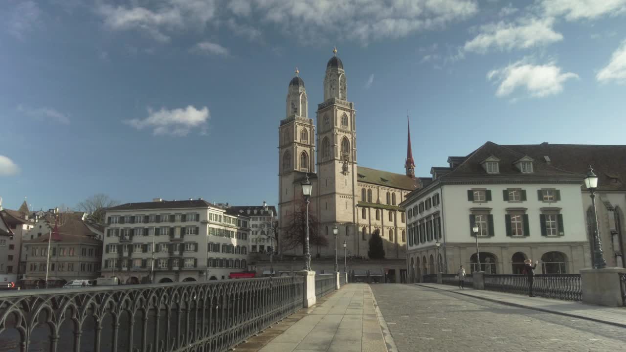 苏黎世Grossmünster教堂视频素材