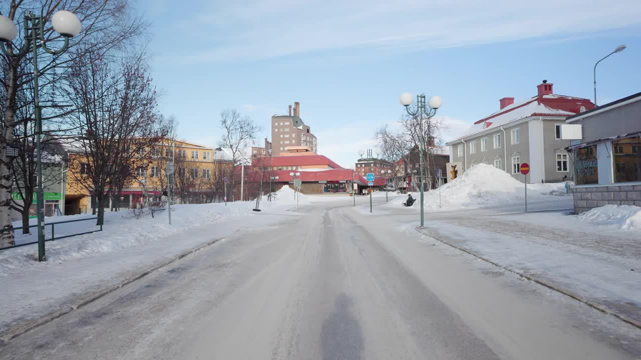 瑞典基律纳下雪的街道视频素材