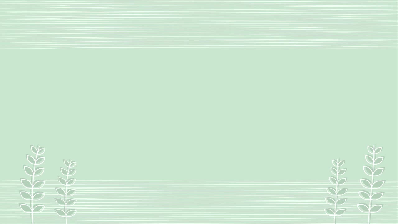 Framed background animation video of soft hand-drawn lines and swaying green objects.　Loopable视频素材