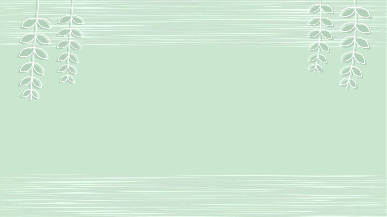 Framed background animation video of soft hand-drawn lines and swaying green objects.　Loopable视频素材