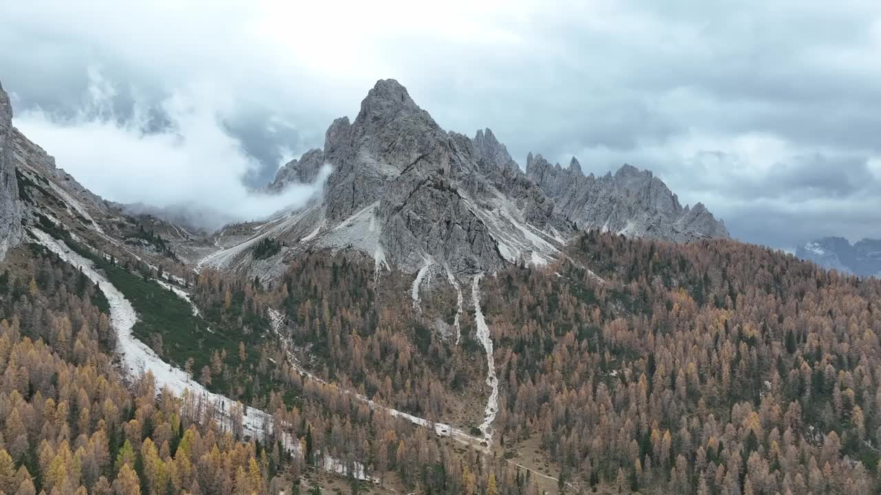 阴天被大片树林包围的山区。视频素材