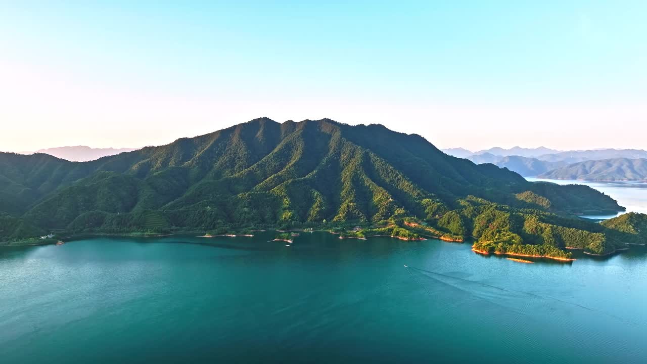 杭州千岛湖自然景观鸟瞰图视频素材