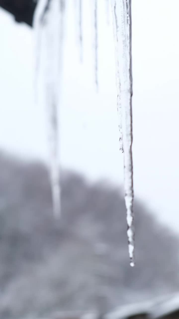 冬季融化的冰接近视频素材