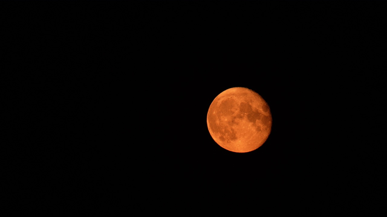 夜空中的红色满月视频素材