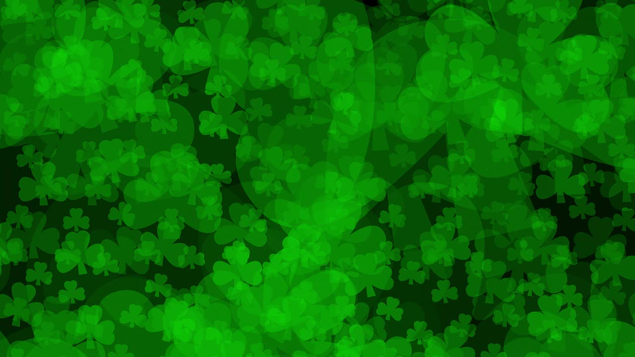 三叶草圣帕特里克节移动三叶草节日背景绿色背景视频视频素材