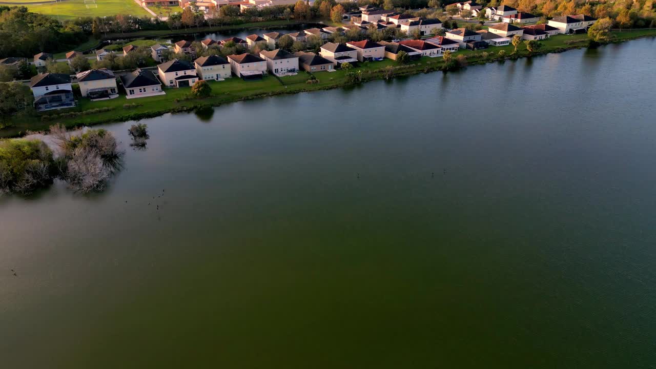 无人机鸟瞰湖泊分区视频素材