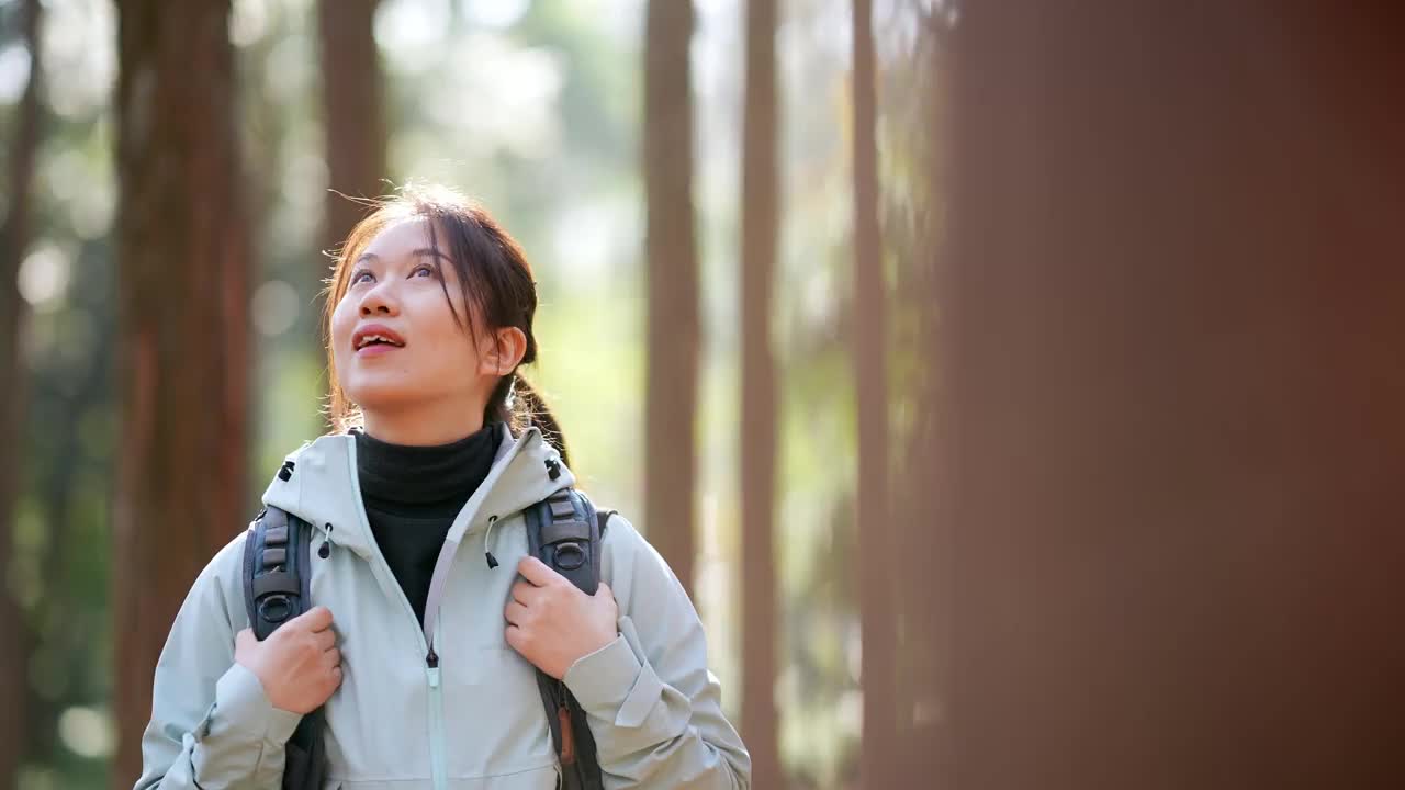 女性在大自然中行走视频素材