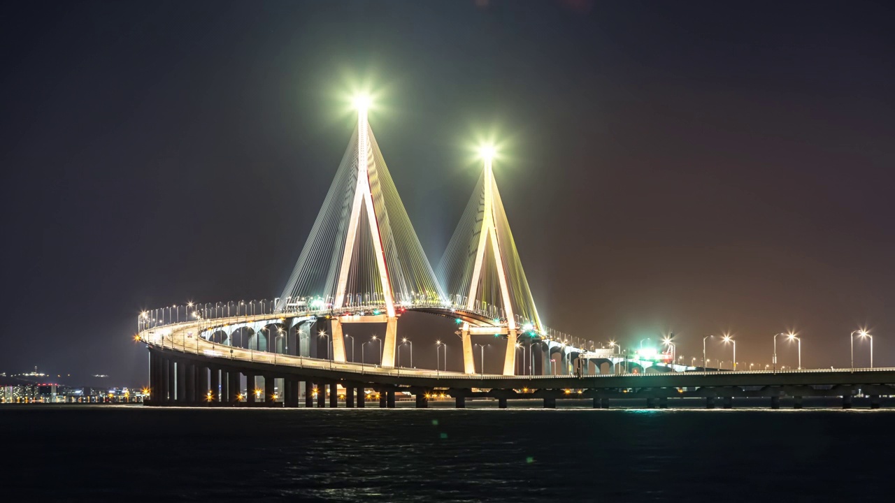 incheondaygo大桥附近的夜景/仁川，韩国视频素材