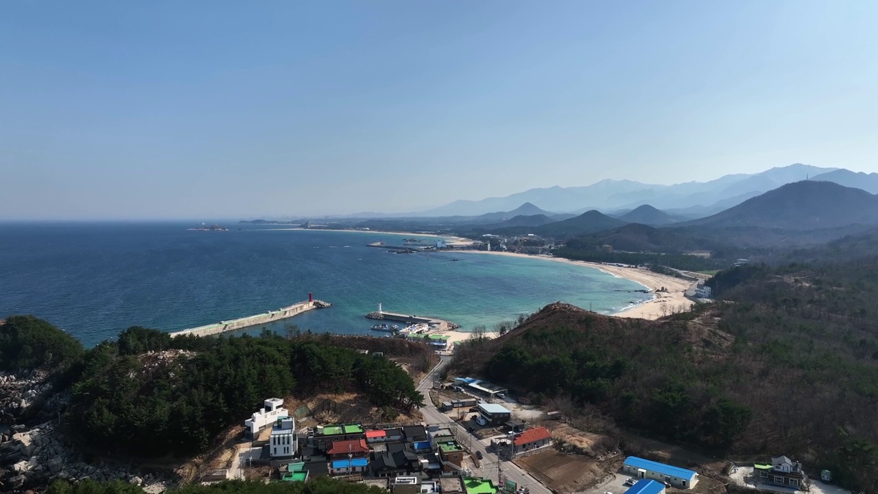 韩国江原道高城郡加津港海滩海景视频素材