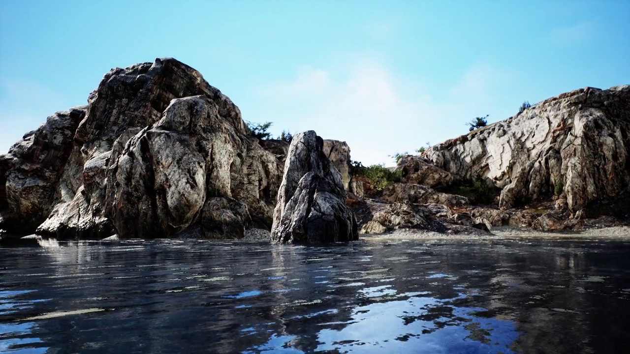 太平洋西海岸岩石海岸上的崎岖岩石视频素材