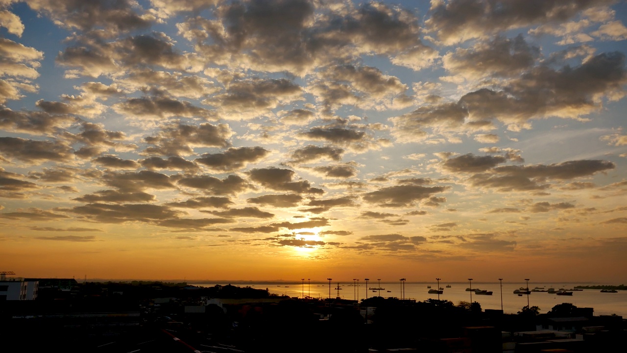 时间流逝戏剧性的日落天空范围美丽的风景黄昏黄金时间充满活力的天空。美丽的风景，生动的全景风景，黎明戏剧性的天空，时间流逝。日出景观金色天空阳光视频素材