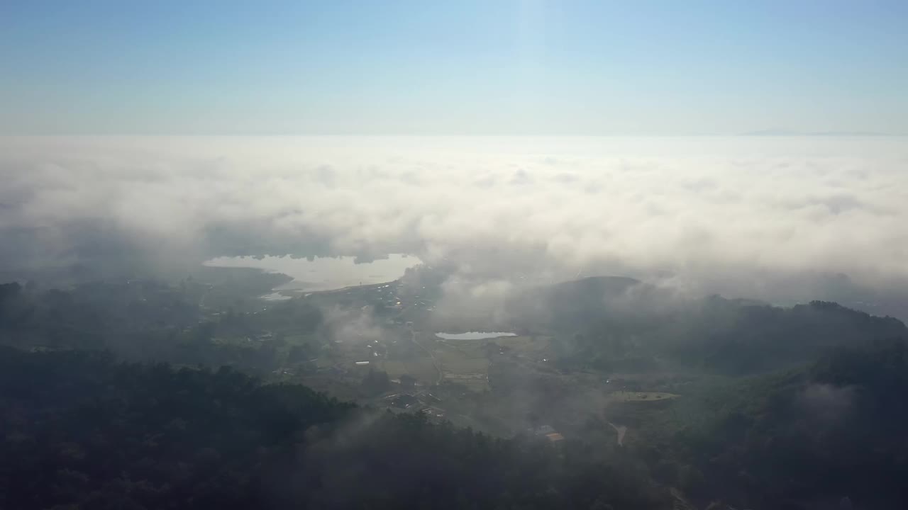 韩国全北郡山市大威水库的云海视频素材