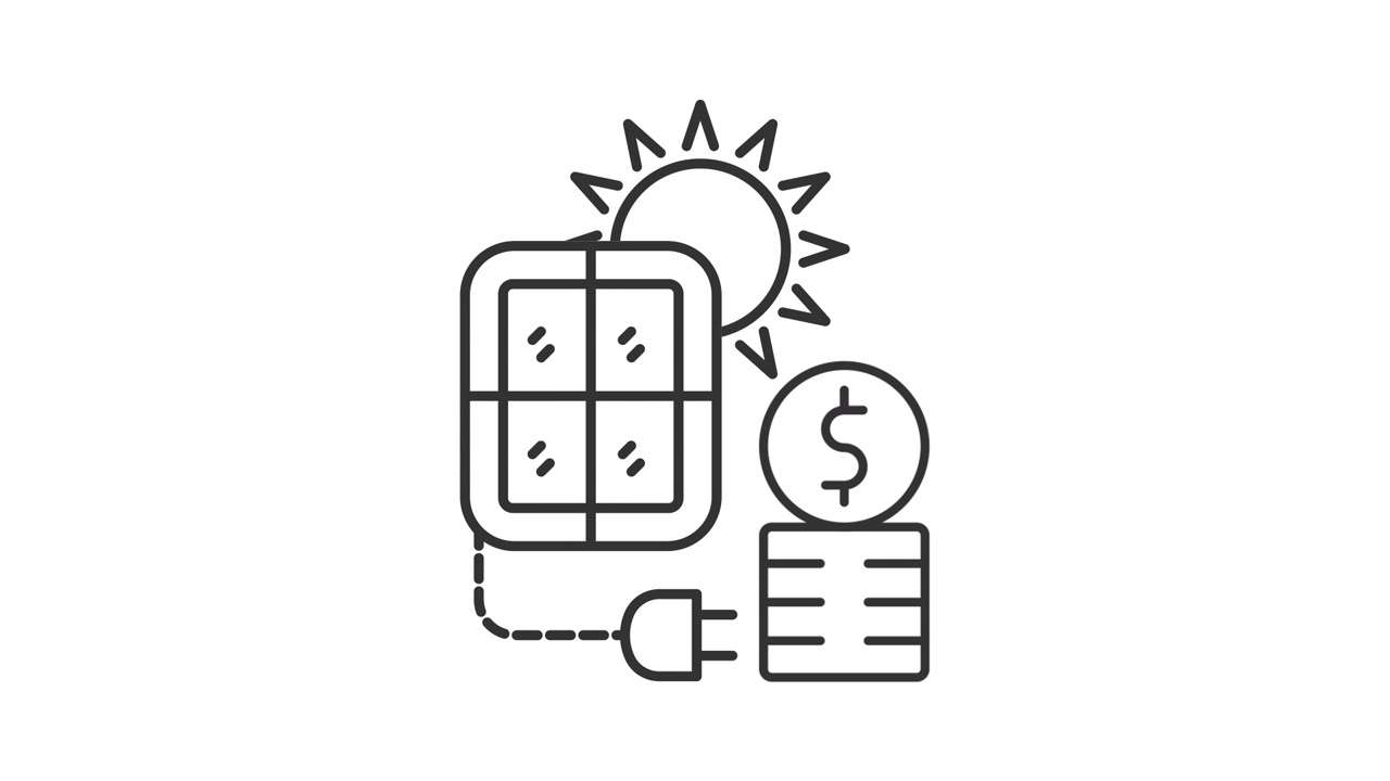 动画太阳能线性图标视频素材