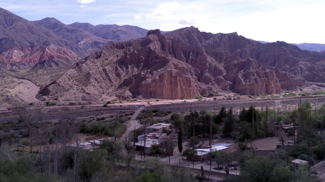 阿根廷胡胡伊的Tilcara Pucara的“Quebrada de Humahuaca”外观。视频素材