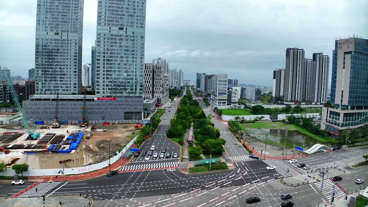 松岛线/延寿区，韩国仁川视频素材