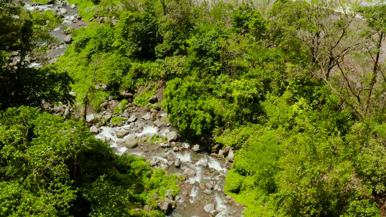 菲律宾Camiguin雨林中的山河。视频素材