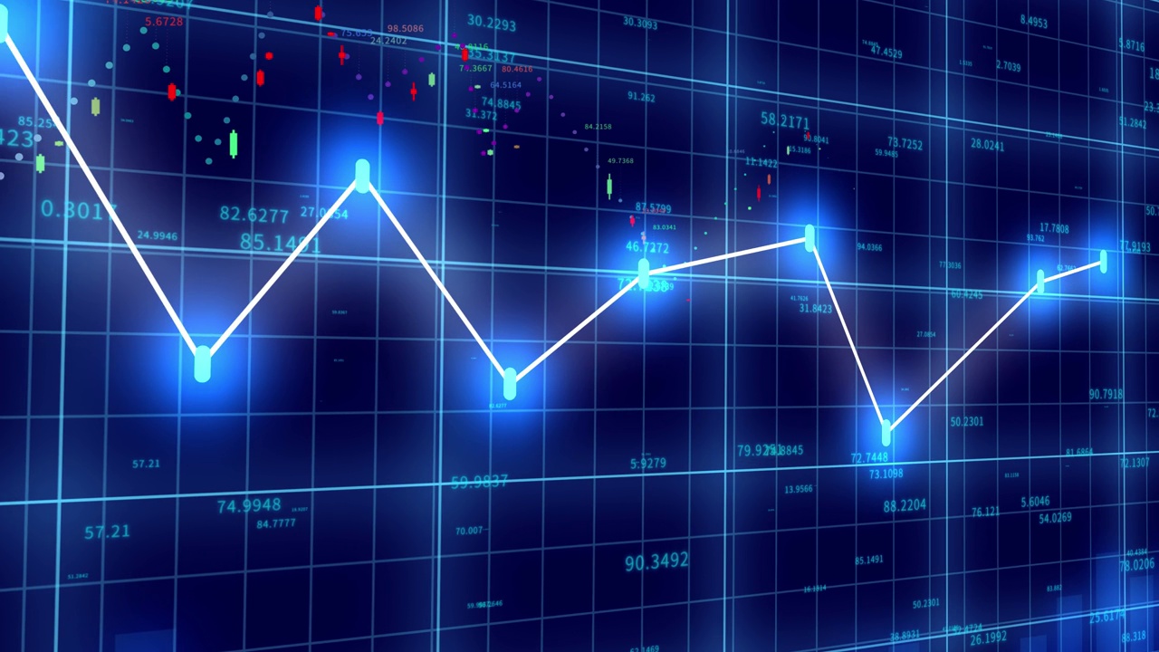 4K金融股票图表，商业技术数据趋势显示图，经济节点线。视频素材