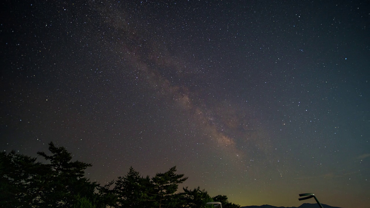 自然风景-星系和星星在夜空/平昌郡，江原道，韩国视频素材