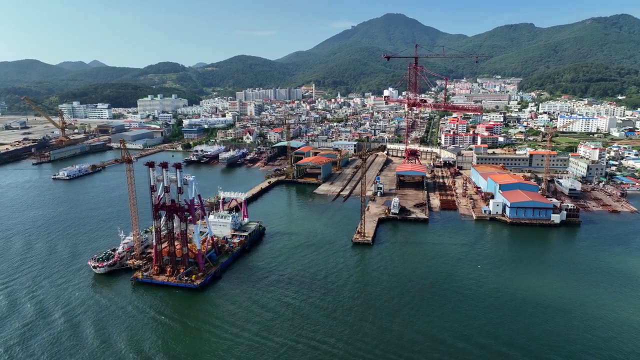 海洋，造船厂和船只/ Tongyeong-si，庆南道，韩国视频素材