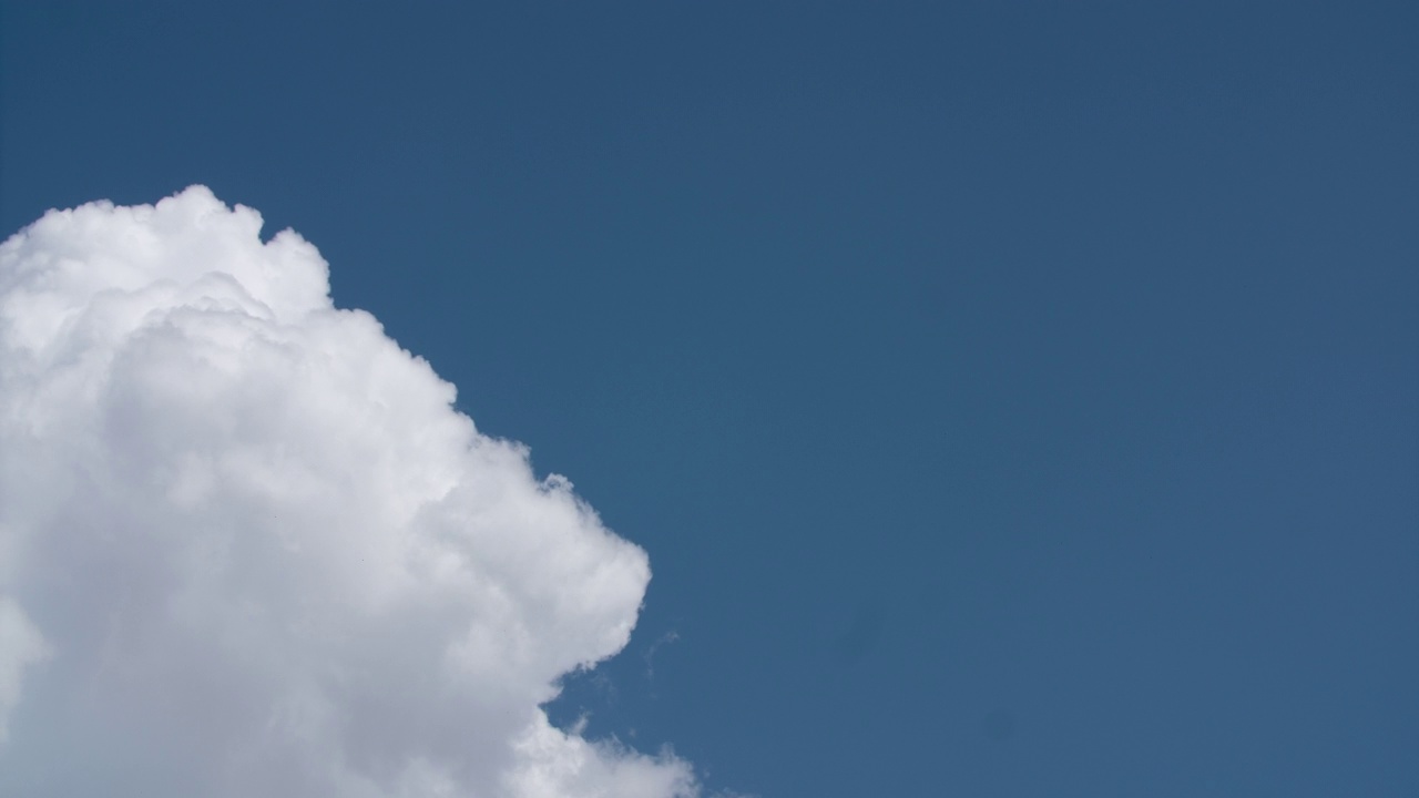 毛绒绒的云快速移动的时间流逝，乌云密布的天空背景。湛蓝的天空中浮云视频素材