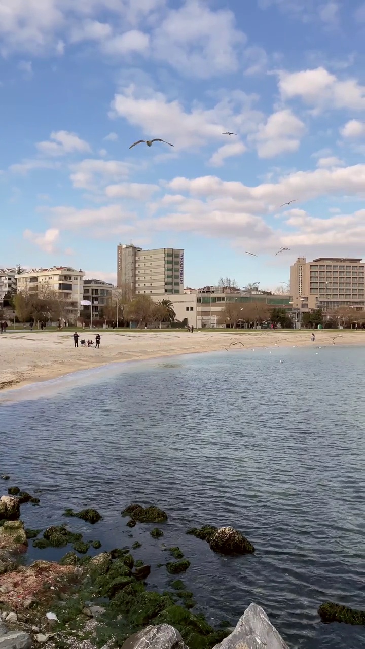 从耶西尔科伊海滩看马尔马拉海景视频素材