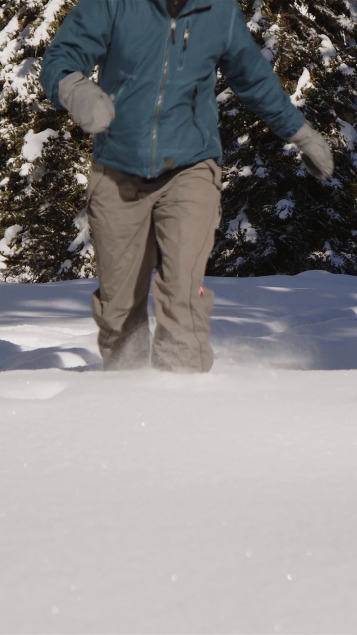 在山上穿雪鞋视频素材