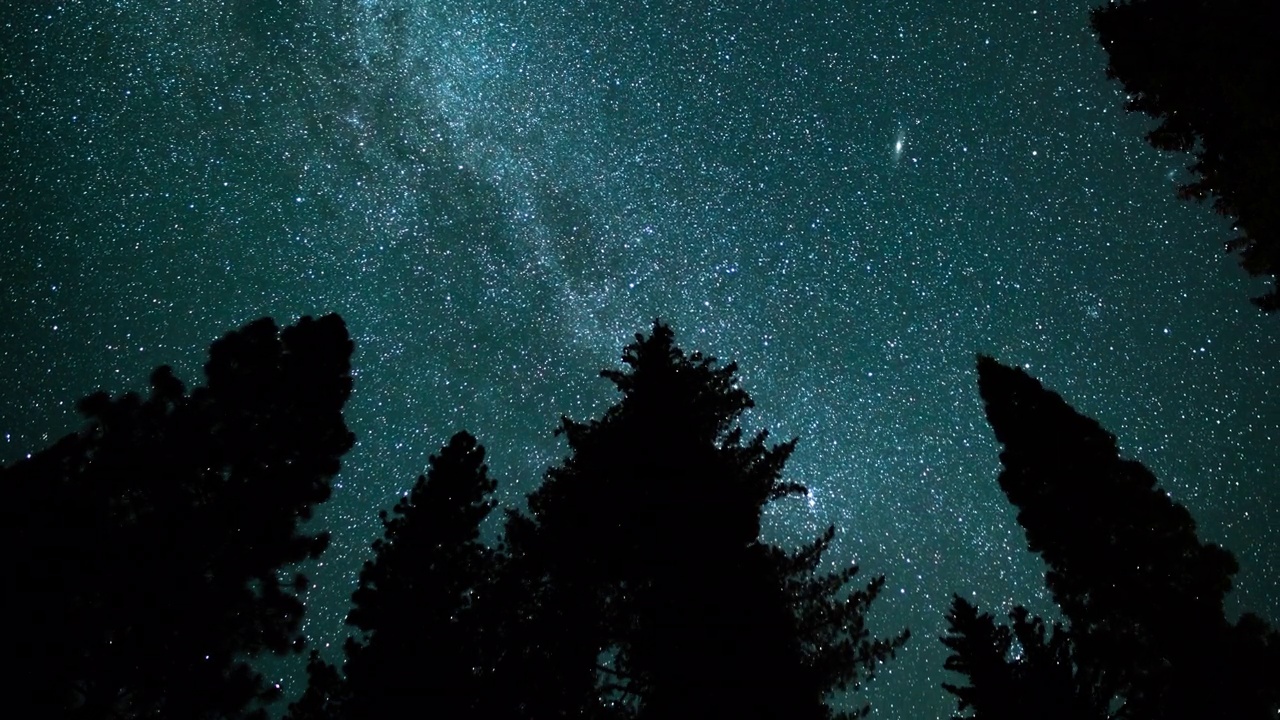 红杉国家公园，银河系和英仙座流星雨在北天空内华达山脉加州视频素材