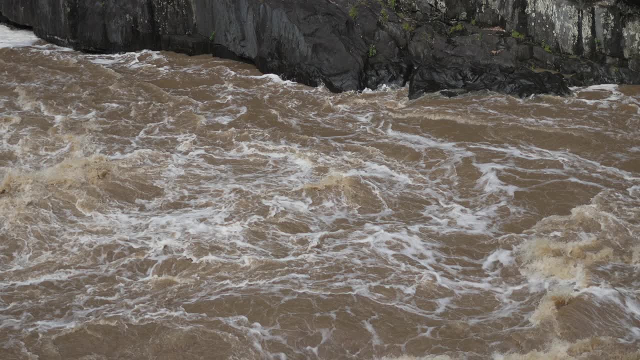 快速流动的洪水淡水河流视频素材