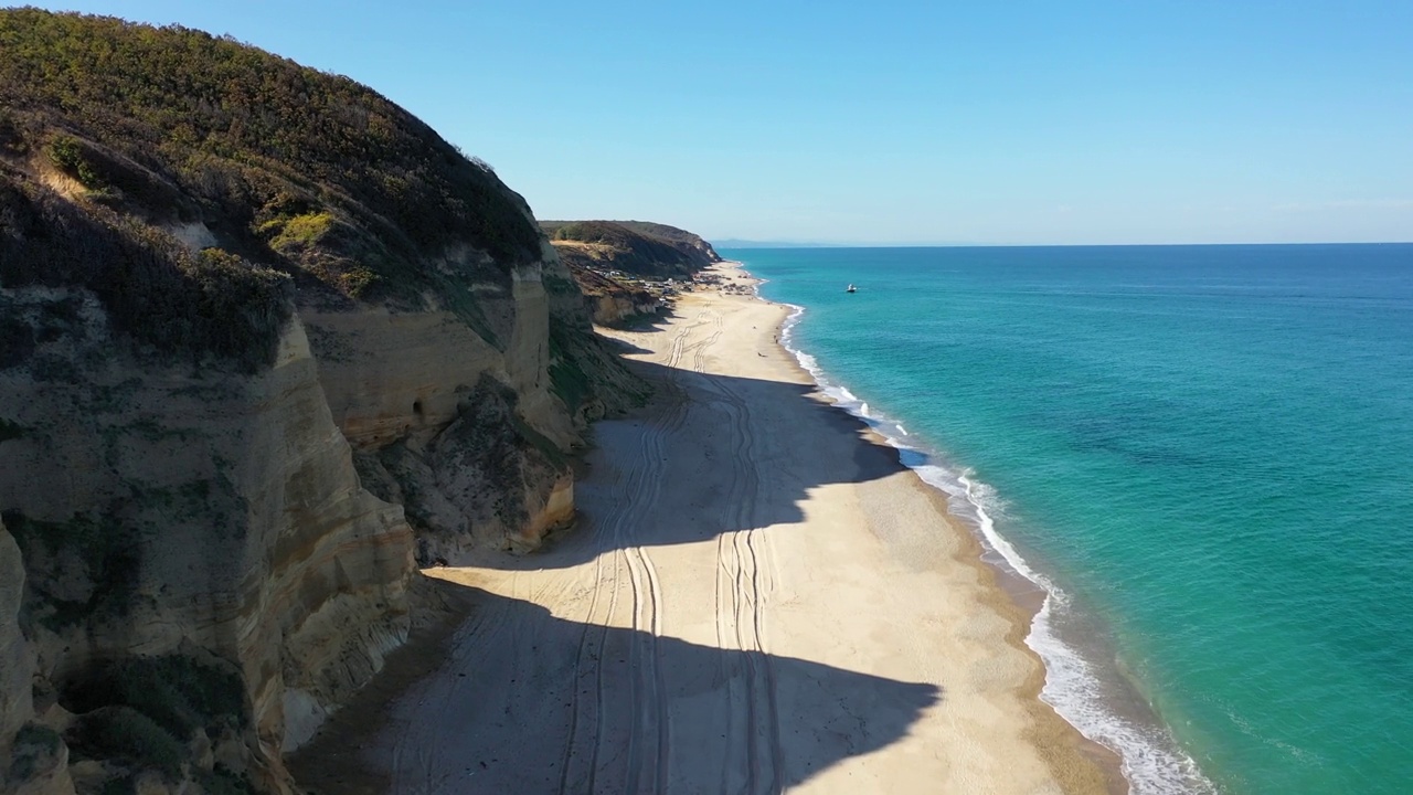 Ormanli Koyu，土耳其Catalca，空中无人机镜头，海岸线，黑海，oe01视频素材