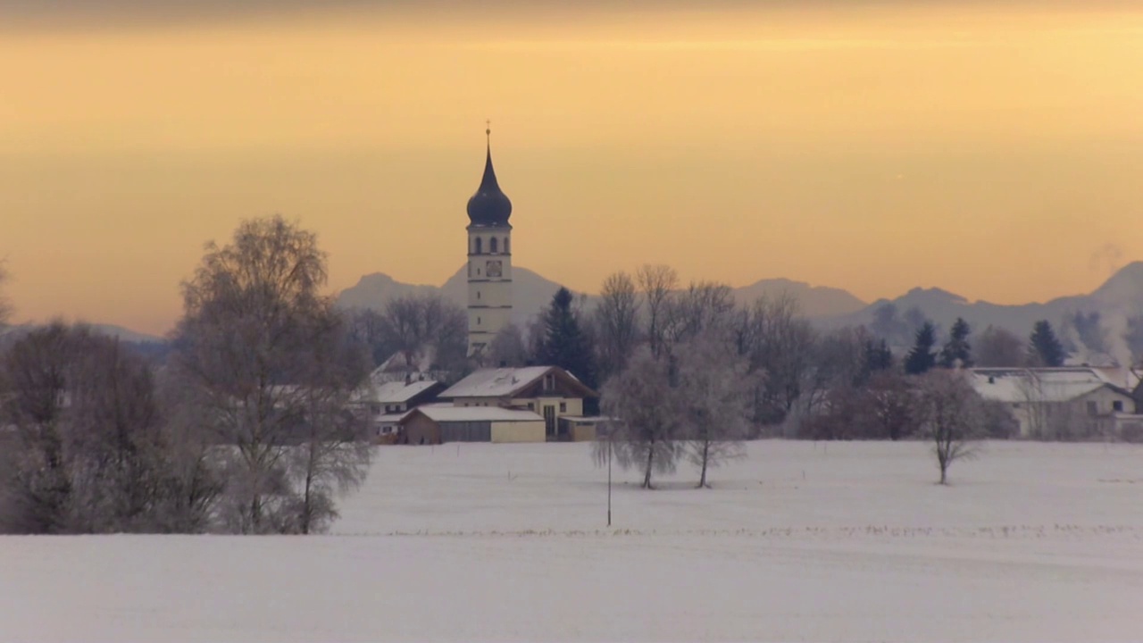 Bavarian Church – Winter Snow视频素材