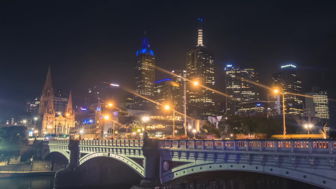 墨尔本市中心的夜景视频素材