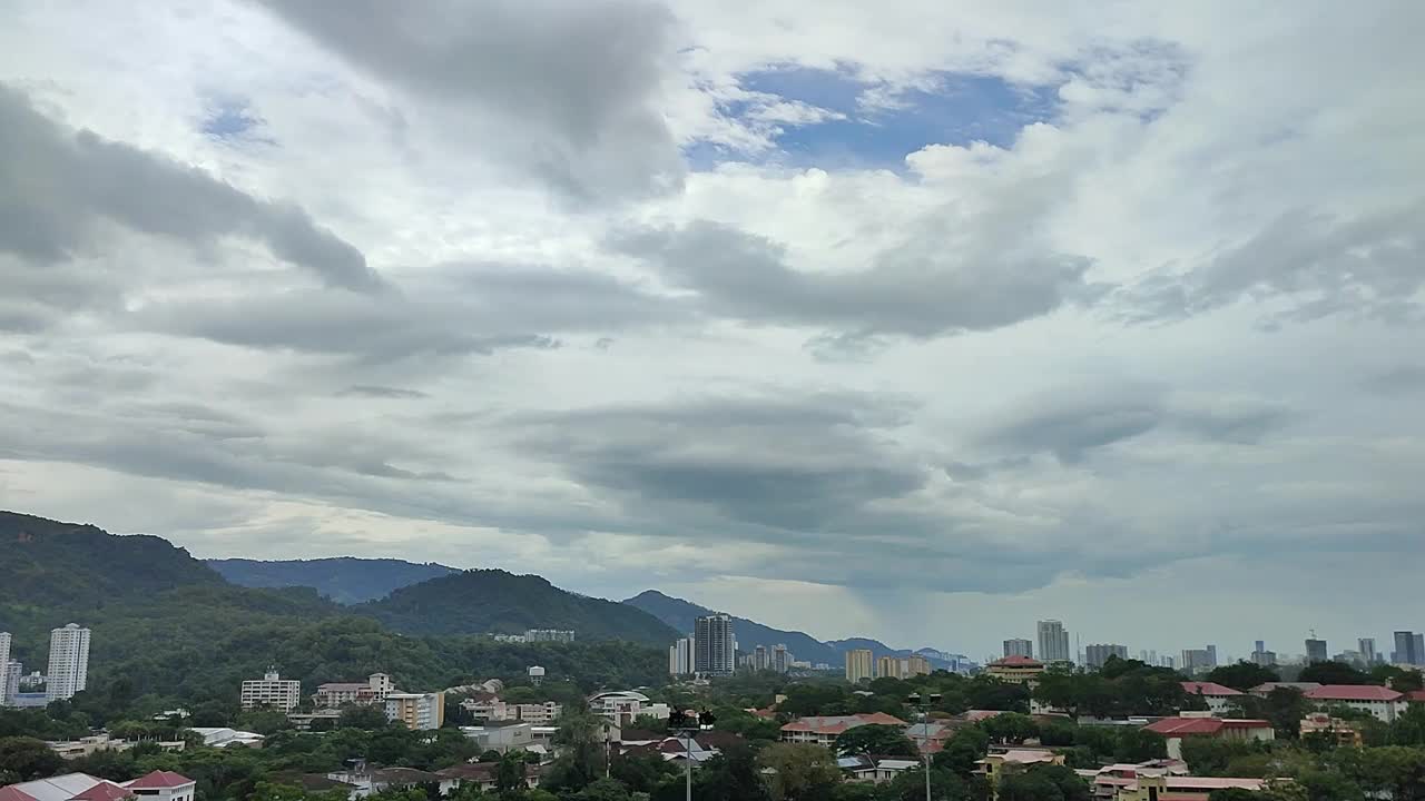 阴沉多云的天空和城市景观视频下载