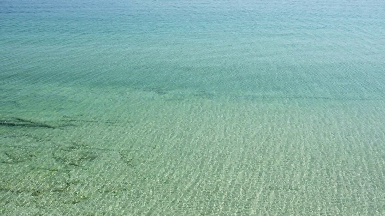 夏季蓝绿色湖水背景的鸟瞰图。平静的天气和水面视频素材