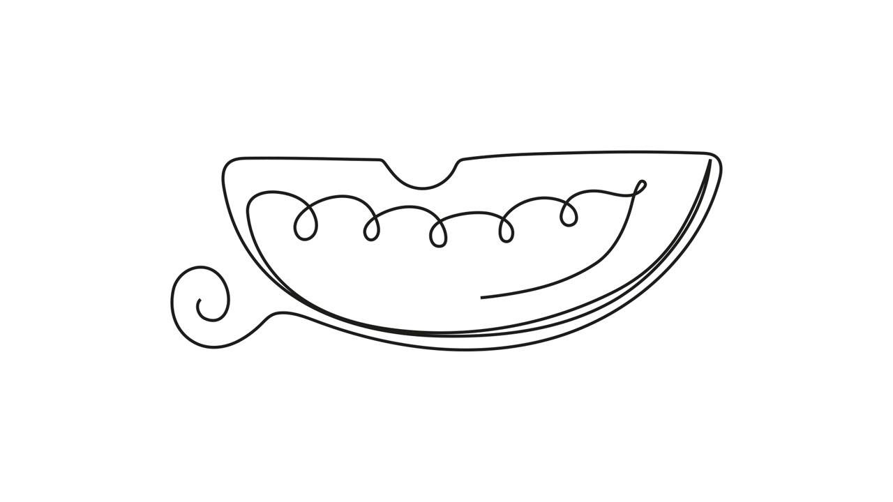 一行西瓜动画。连续果蔬夹。天然、健康的生活食品和饮食。素描风格的营养产品视频。营养学家菜单。视频下载