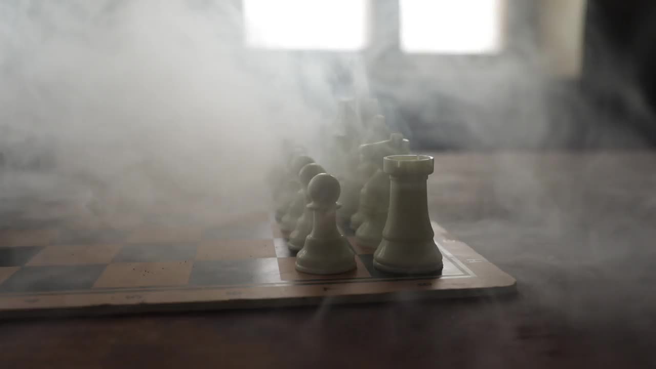 红色皇家椅子(中世纪王座)棋盘上的微型。。棋牌游戏概念的经营理念和竞争理念的战略理念。有选择性的重点视频素材