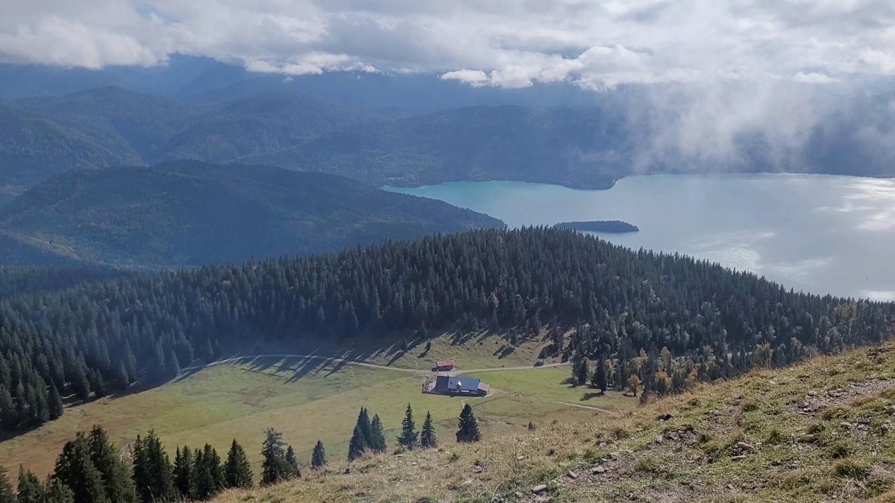 德国巴伐利亚的瓦尔钦湖全景。视频素材