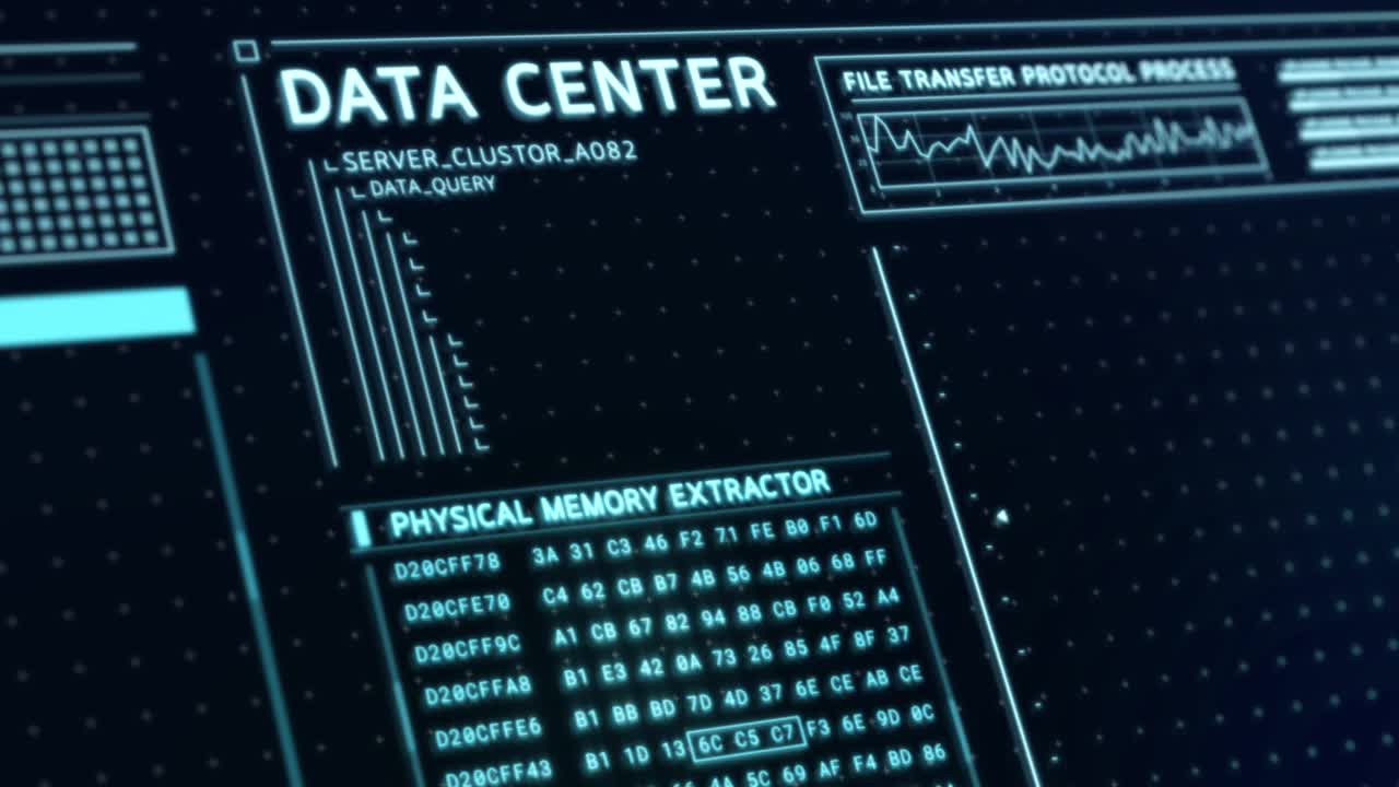 未来数字网络安全数据中心用户界面屏幕背景视频素材
