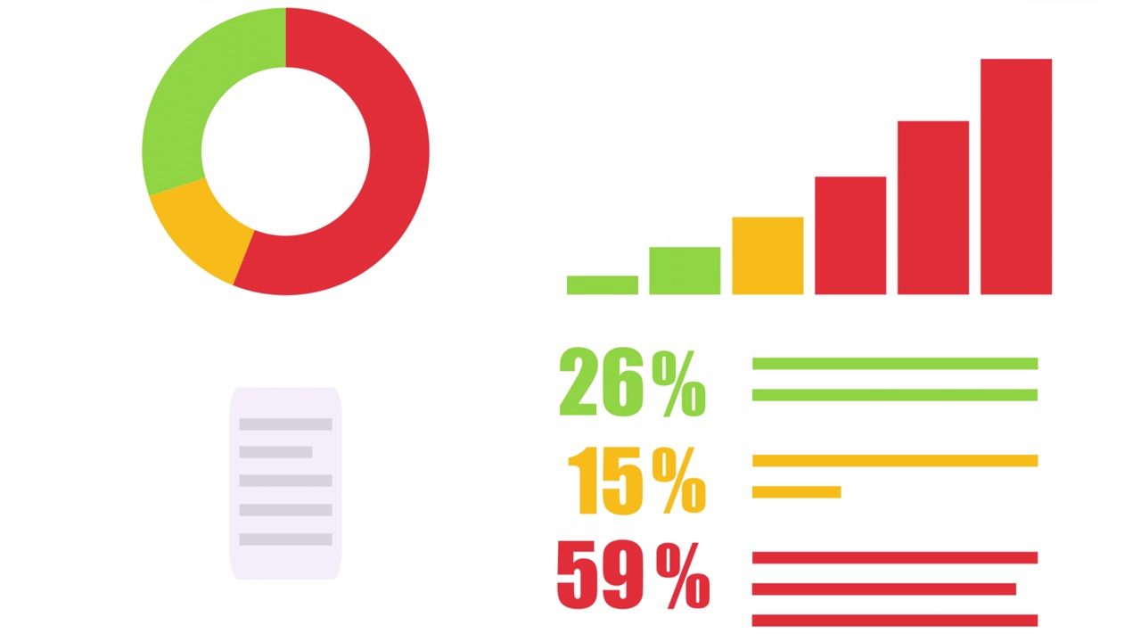 财务报告。动画的信息图表指标的结果。卡通视频素材