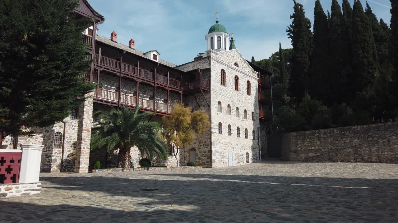 圣潘特莱蒙修道院在阿多斯，Chalkidiki，希腊视频素材