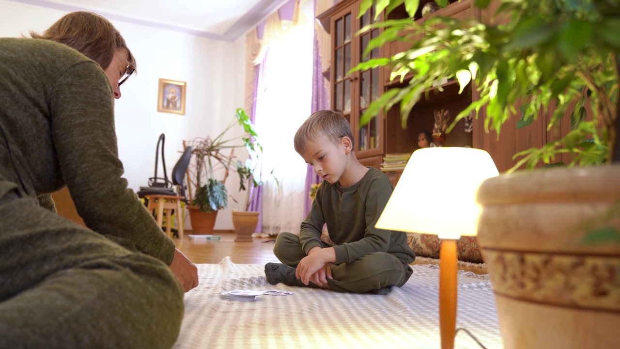 奶奶正在和孙子玩。孙子正在拜访他的祖母视频素材