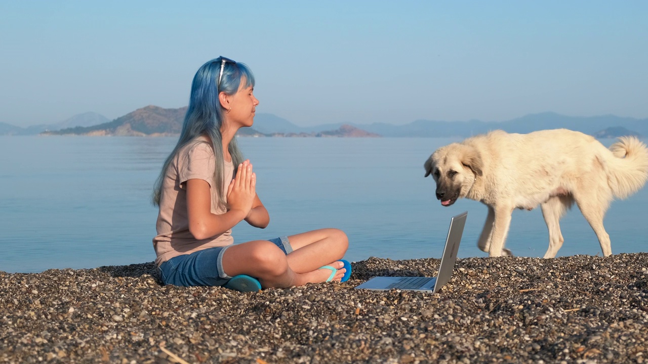 夏季旅行的瑜伽时间。视频素材