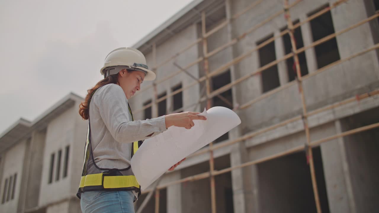 在建筑工地工作的工程师视频素材