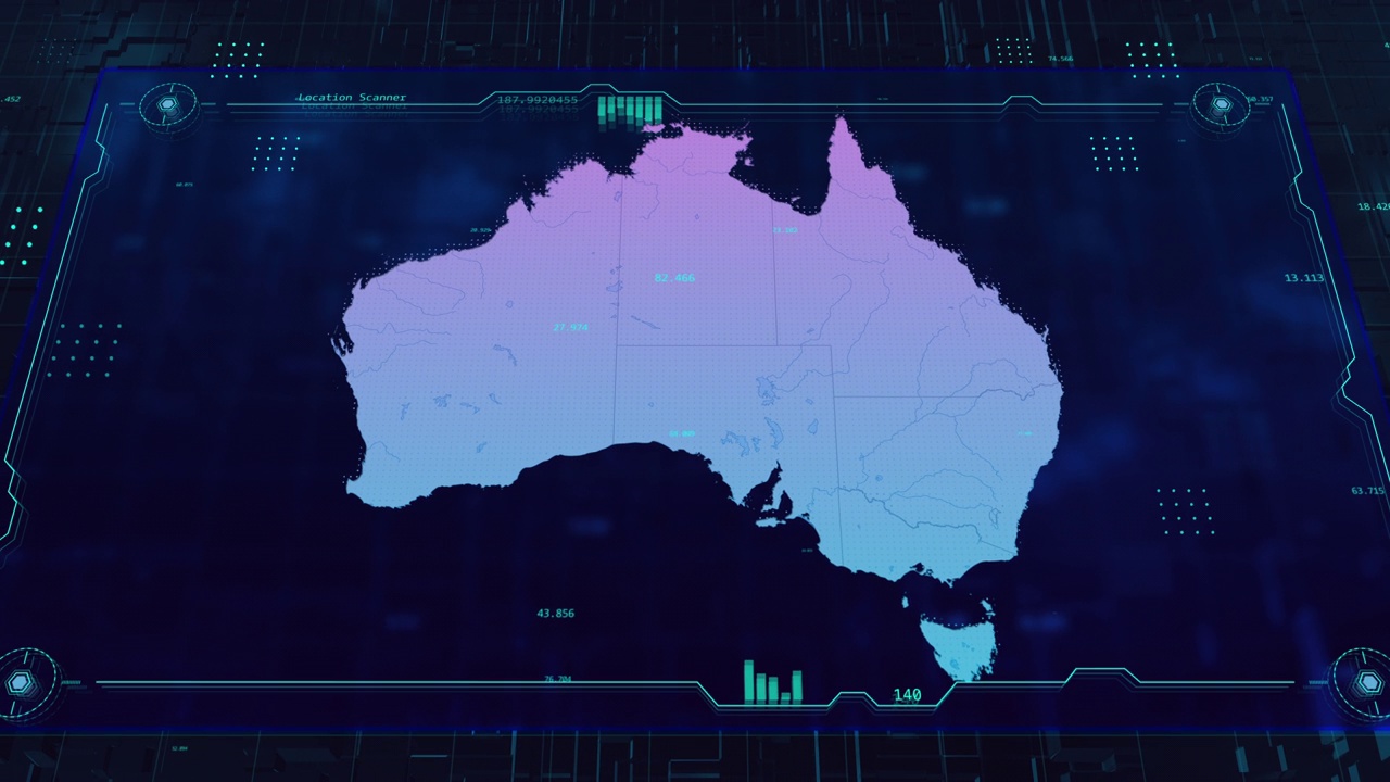澳大利亚数字HUD UI地图视频素材