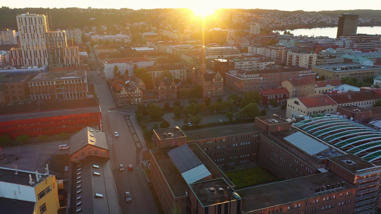 Sunset in Jönköping on a summer evening视频素材