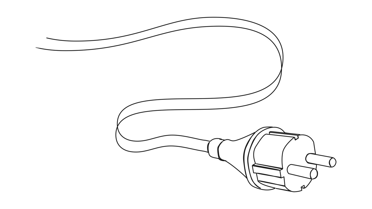 动画连续单线绘制电插头和电缆视频素材