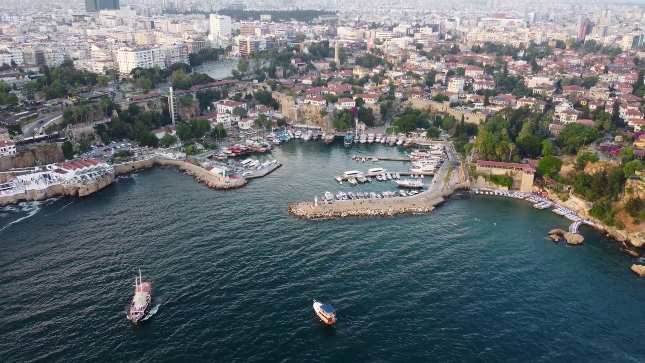 antalya kaleiçi kuş bakışı视频下载