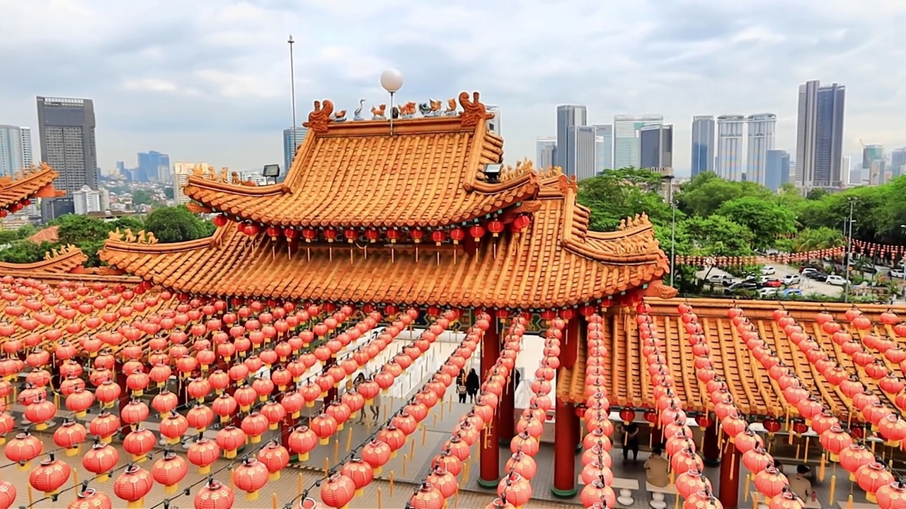 天后寺外观细节，马来西亚吉隆坡的传统中国寺庙视频素材