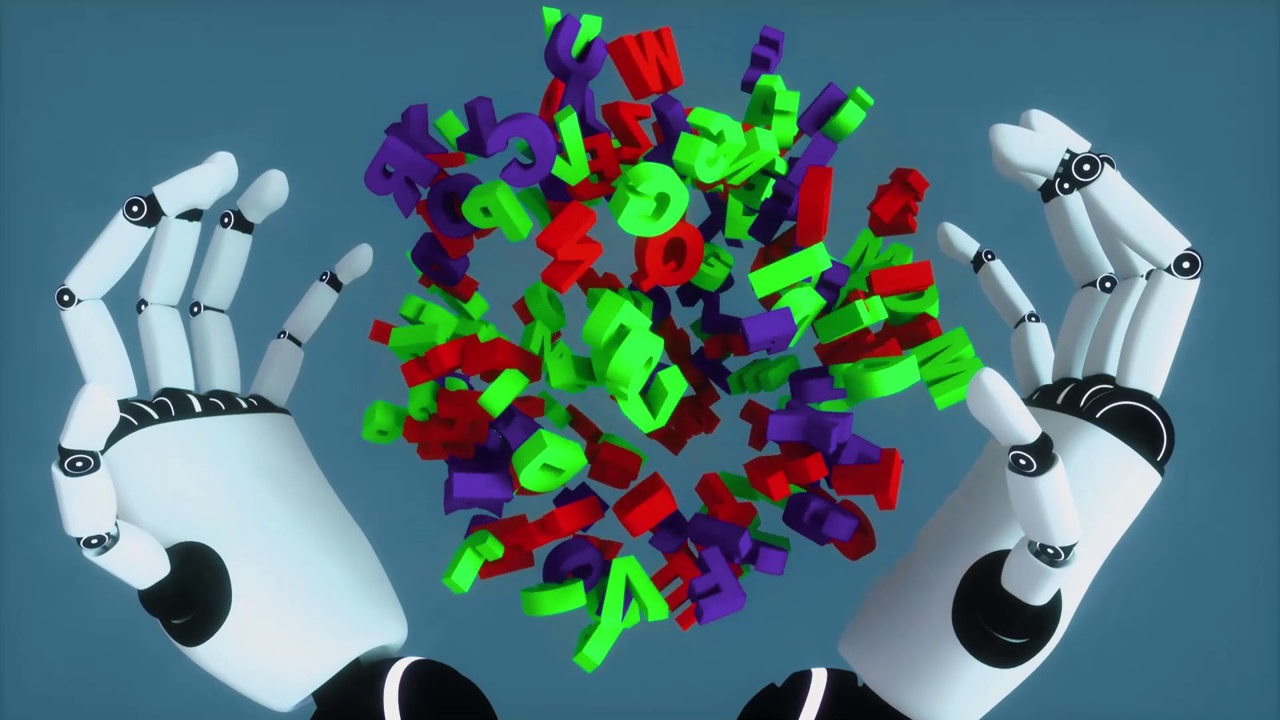 聊天机器人控制字母(3d渲染)视频素材