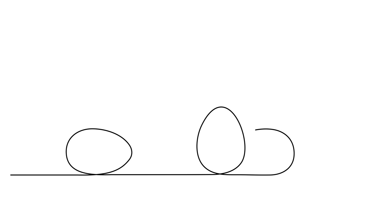彩蛋一行动画，手绘连续轮廓运动，美术绘图视频。基督教逾越节设计，喜庆装饰，简洁设计。4 k的电影视频素材